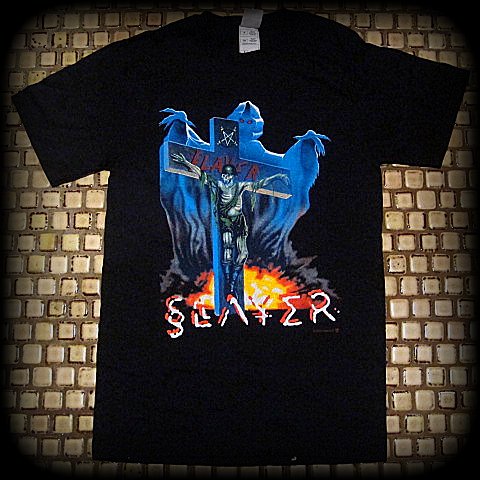 SLAYER - Crucified Skeleton Soldier - Two Sided Printed- T-Shirt